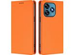 Custodia Per Telefono Cellulare Per Oukitel C51, Custodia Magnetica Antiurto Con Supporto In Finto Cuoio Flip Cover Arancione