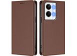 Custodia Per Telefono Cellulare Per Oppo Reno9 /Reno9 Pro 5G, Flip Cover In Finto Cuoio Antiurto Magnetica Con Supporto Marrone