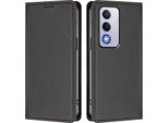 Custodia In Pelle Per Oppo A80 5G, Flip Case Magnetico In Finto Cuoio Con Supporto Nero
