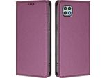 Custodia In Pelle Per Samsung Galaxy A22 5G, Flip Case Magnetico In Finto Cuoio Con Supporto Purple