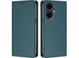 Custodia Per Cellulare Per Blu G64, Flip Cover In Finto Cuoio Antiurto Magnetica Con Supporto Verde