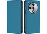 Custodia In Pelle Per Oppo Find X7, Custodia Flip Magnetica In Finto Cuoio Con Supporto Lake Blu