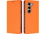 Custodia In Pelle Per Itel A95, Flip Case Magnetico In Finto Cuoio Con Supporto Arancione