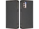 Custodia In Pelle Per Motorola Moto G41 / Moto G31, Custodia Flip Magnetica In Finto Cuoio Con Supporto Nero