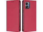 Custodia In Pelle Per Motorola Moto G14, Custodia Flip Magnetica In Finto Cuoio Con Supporto Rosso