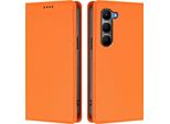 Custodia In Pelle Per Infinix Hot 60 5G/Hot 60I 4G, Custodia Magnetica In Finto Cuoio Con Supporto Arancione
