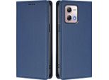Custodia Per Motorola Moto G Stylus 2023 4G, Flip Cover In Finto Cuoio Antiurto Magnetica Con Supporto Blu Scuro