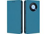 Custodia In Pelle Per Huawei Nova Y90, Flip Case Magnetico In Finto Cuoio Con Supporto Lake Blu