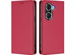 Custodia Per Telefono Cellulare Per Honor 60 Pro, Flip Cover In Finto Cuoio Antiurto Magnetica Con Supporto Rosso