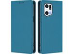 Custodia In Pelle Per Oppo Find X5 Pro, Custodia Flip Magnetica In Finto Cuoio Con Supporto Lake Blu