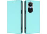 Custodia Per Oppo Reno10 /Reno10 Pro 5G, Flip Cover In Finto Cuoio Antiurto Magnetica Con Supporto Turchese