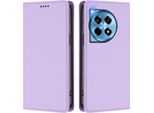 Custodia In Pelle Per Oneplus 12R, Custodia Magnetica In Finto Cuoio Con Supporto Viola Chiaro