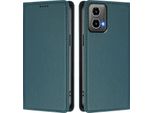 Custodia Per Motorola Moto G34 / Moto G45, Flip Cover In Finto Cuoio Antiurto Magnetica Con Supporto Verde