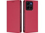 Custodia In Pelle Per Motorola Moto G 5G 2025, Custodia Magnetica In Finto Cuoio Con Supporto Rosso