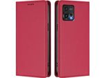 Custodia In Pelle Per Motorola Moto G72, Custodia Magnetica In Finto Cuoio Con Supporto Rosso