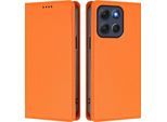 Custodia In Pelle Per Motorola Moto G86 Power, Custodia Flip Magnetica In Finto Cuoio Con Supporto Arancione