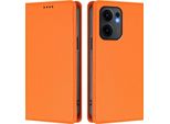 Custodia Per Oppo Reno13 F 5G, Custodia Magnetica Antiurto Con Supporto In Finto Cuoio Flip Cover Arancione