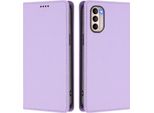 Custodia Per Motorola Moto G41 / Moto G31, Flip Cover In Finto Cuoio Antiurto Magnetica Con Supporto Viola