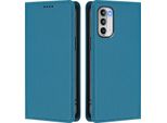 Custodia In Pelle Per Motorola Moto G 5G 2022, Custodia Magnetica In Finto Cuoio Con Supporto Lake Blu