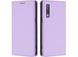 Custodia In Pelle Per Samsung Galaxy A7 2018, Flip Case Magnetico In Finto Cuoio Con Supporto Viola Chiaro