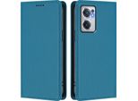 Custodia Per Oneplus Nord Ce 2 5G, Flip Cover In Finto Cuoio Antiurto Con Custodia Magnetica E Supporto Blu