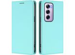 Custodia In Pelle Per Oppo Reno12 Pro 5G, Custodia Flip Magnetica In Finto Cuoio Con Supporto Verde Menta