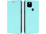 Custodia Per Google Pixel 5A 5G, Flip Cover In Finto Cuoio Antiurto Magnetica Con Supporto Turchese