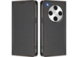 Custodia In Pelle Per Oppo Find X8 Pro, Custodia Flip Magnetica In Finto Cuoio Con Supporto Nero