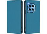 Custodia In Pelle Per Oneplus 12R, Custodia Flip Magnetica In Finto Cuoio Con Supporto Lake Blu