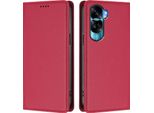Custodia Per Telefono Cellulare Per Honor 90 Lite, Flip Cover In Finto Cuoio Antiurto Magnetica Con Supporto Rosso