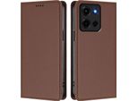 Custodia In Pelle Per Motorola Moto G 5G 2025, Custodia Flip Magnetica In Finto Cuoio Con Supporto Marrone