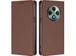 Custodia In Pelle Per Oppo Reno12 F 5G/Reno12 F 4G, Custodia Flip Magnetica In Finto Cuoio Con Supporto Marrone