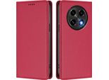 Custodia Per Oppo F27 Pro / F27 Pro+, Flip Cover In Finto Cuoio Antiurto Magnetica Con Supporto Rosso