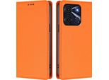 Custodia Per Cellulare Per Itel A60 / Itel A60S, Flip Cover In Finto Cuoio Antiurto Custodia Magnetica Con Supporto Arancione