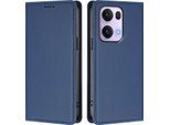 Custodia In Pelle Per Oppo Reno13 Pro 5G, Custodia Flip Magnetica In Finto Cuoio Con Supporto Blu Scuro