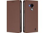 Custodia Per Cellulare Per Nokia C30, Flip Cover In Finto Cuoio Antiurto Magnetica Con Supporto Marrone