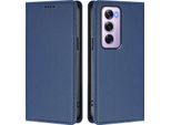 Custodia In Pelle Per Oppo Reno12 Pro 5G, Custodia Flip Magnetica In Finto Cuoio Con Supporto Blu Scuro
