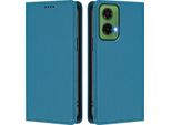 Custodia Per Cellulare Per Motorola Moto G35, Flip Cover In Finto Cuoio Antiurto Magnetica Con Supporto Blu