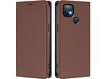 Custodia In Pelle Per Infinix Hot 10I, Custodia Flip Magnetica In Finto Cuoio Con Supporto Marrone