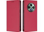 Custodia In Pelle Per Oppo Reno12 F 5G/Reno12 F 4G, Custodia Flip Magnetica In Finto Cuoio Con Supporto Rosso