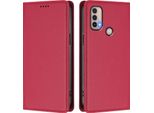Custodia In Pelle Per Motorola Moto E20 / E30 / E40, Custodia Magnetica In Finto Cuoio Con Supporto Rosso
