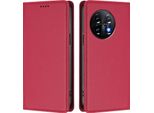 Custodia Per Telefono Cellulare Per Oneplus 11, Flip Cover In Finto Cuoio Antiurto Magnetica Con Supporto Rosso