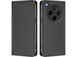 Custodia Per Oppo Find X8S+, Flip Cover In Finto Cuoio Antiurto Magnetica Con Supporto Nero