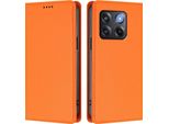 Custodia In Pelle Per Oneplus 10T, Flip Case Magnetico In Finto Cuoio Con Supporto Arancione