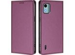 Custodia In Pelle Per Nokia C12, Custodia Flip Magnetica In Finto Cuoio Con Supporto Viola