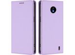 Custodia In Pelle Per Nokia C10 / Nokia C20, Custodia Magnetica In Finto Cuoio Con Supporto Viola Chiaro