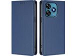 Custodia Per Oukitel C51, Flip Cover In Finto Cuoio Antiurto Magnetica Con Supporto Blu Scuro