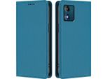 Custodia In Pelle Per Motorola Moto E13, Custodia Flip Magnetica In Finto Cuoio Con Supporto Lake Blu