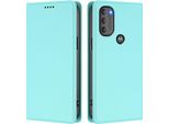 Custodia Per Motorola Moto G71 5G, Flip Cover In Finto Cuoio Antiurto Magnetico Con Supporto Turchese