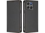 Custodia Per Motorola Moto G67 Power, Flip Cover In Finto Cuoio Antiurto Magnetica Con Supporto Nero